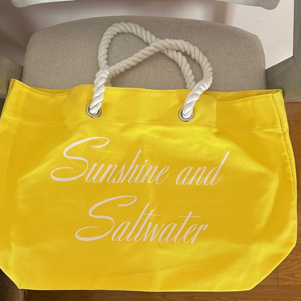 Yellow Beach Tote Bag with Rope Handles